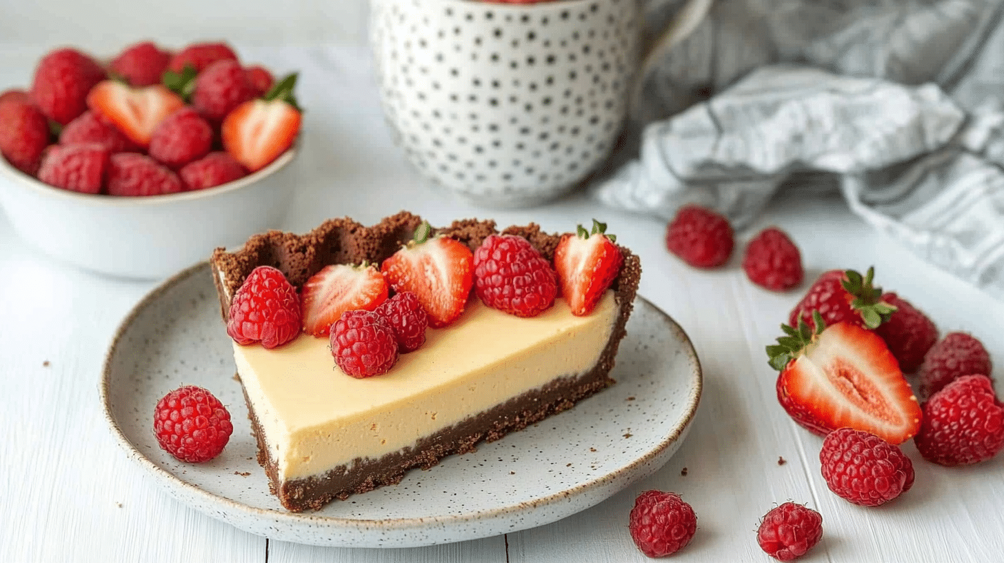 5-ingredient-no-bake-vegan-cheesecake-featured 5‑ingredient no‑bake vegan cheesecake on plate