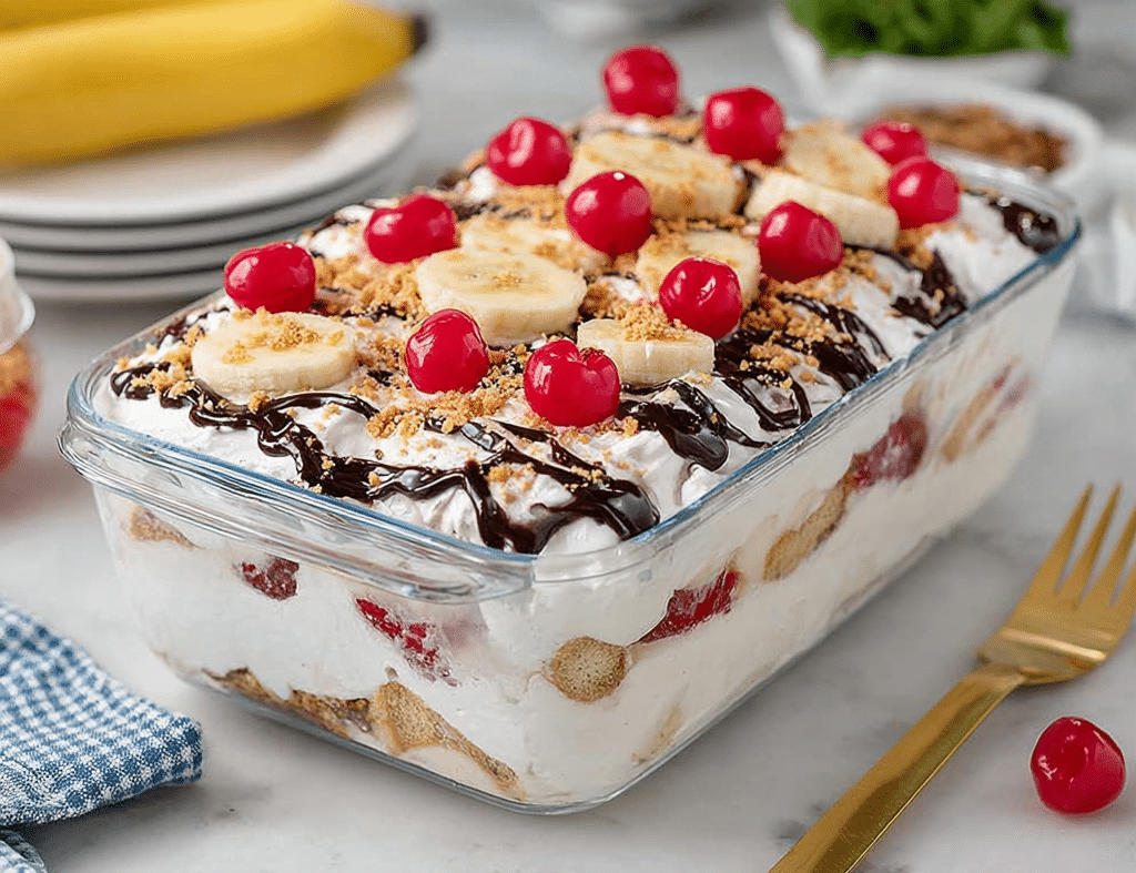 Banana Split Icebox Cake: How to Make It No-Bake Style 6 banana split icebox cake featured e1750321483122