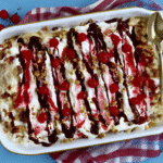 Full Banana Split Icebox Cake ready to serve