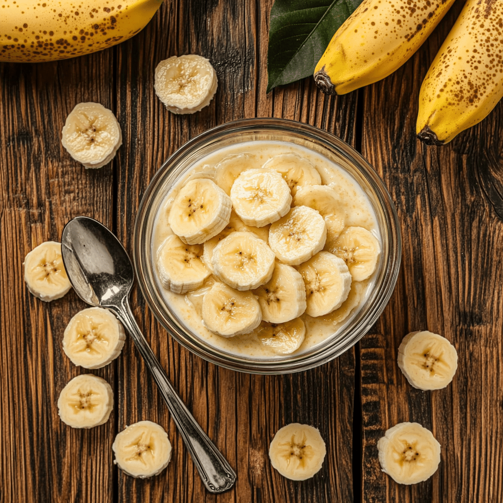 banana yogurt healthy snack in bowl