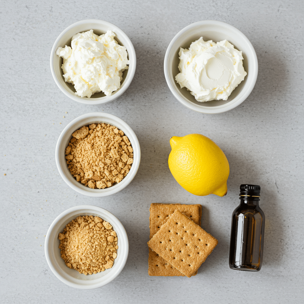 cheesecake ingredients flatlay