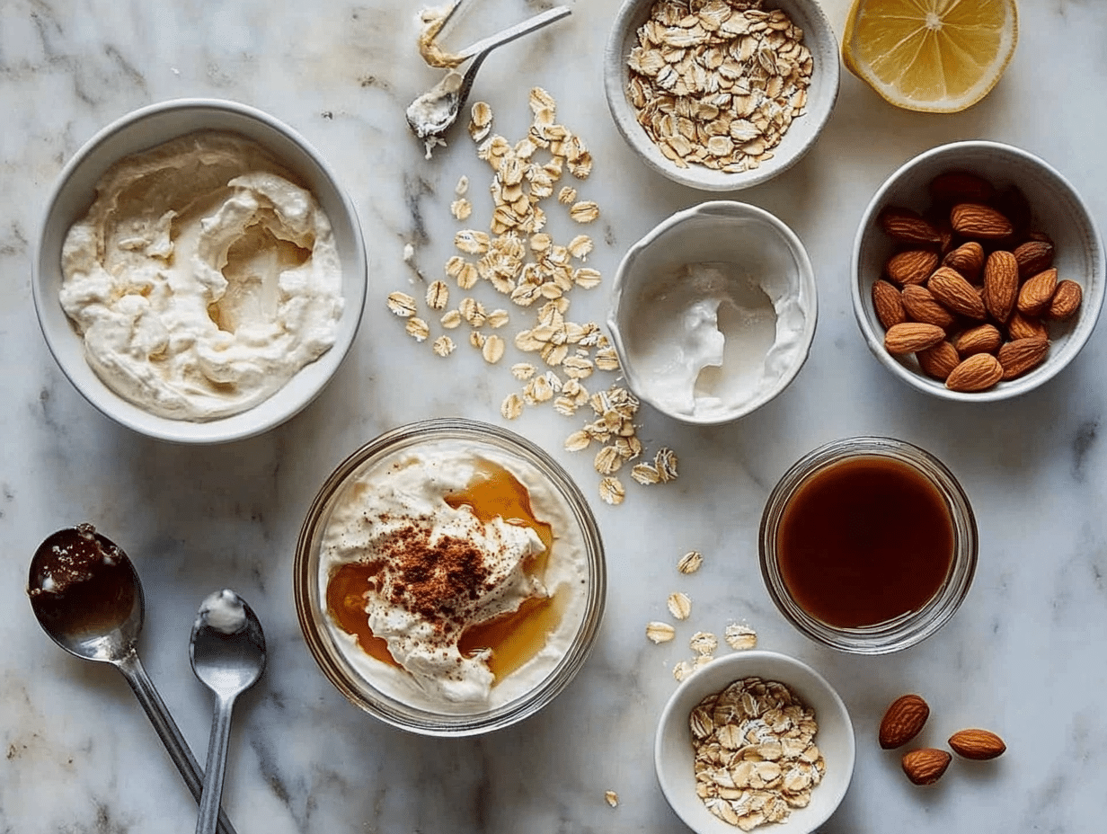 cheesecake-jar-ingredients-flatlay ingredients for single-serve no-bake cheesecake jars