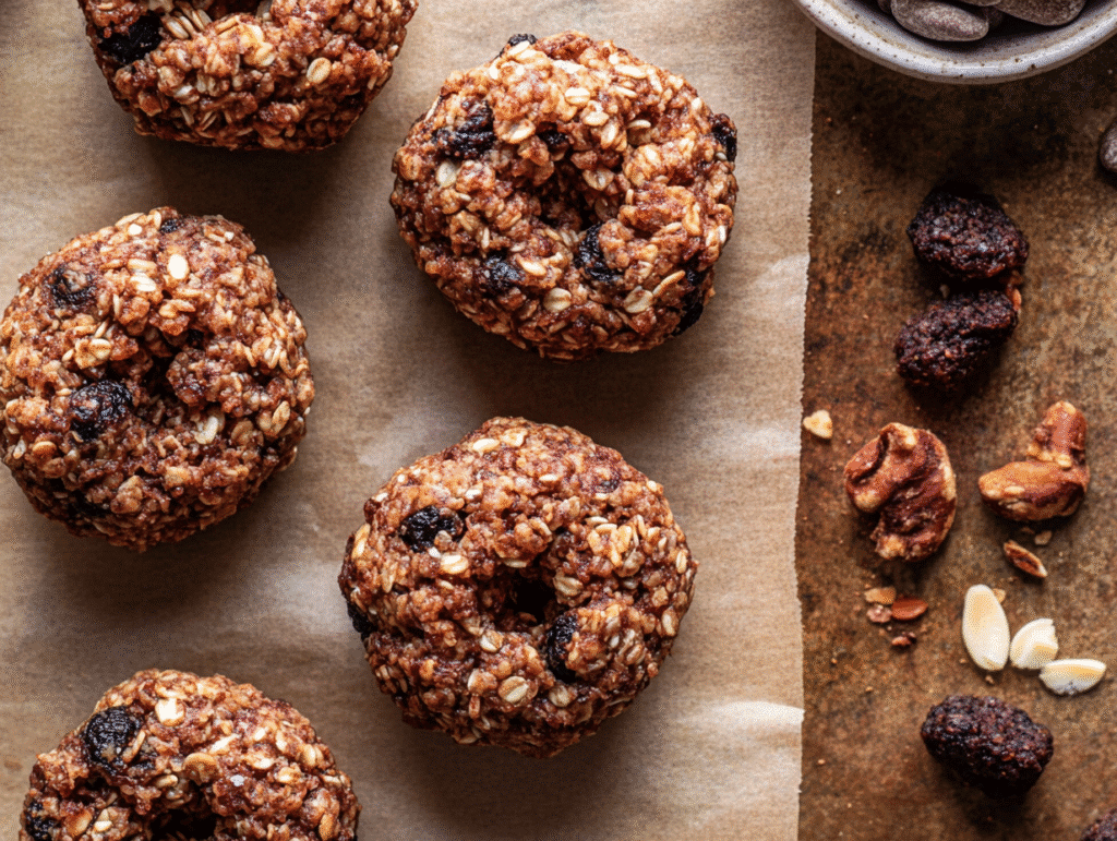 High-Protein No-Bake Energy Bites on parchment paper.
