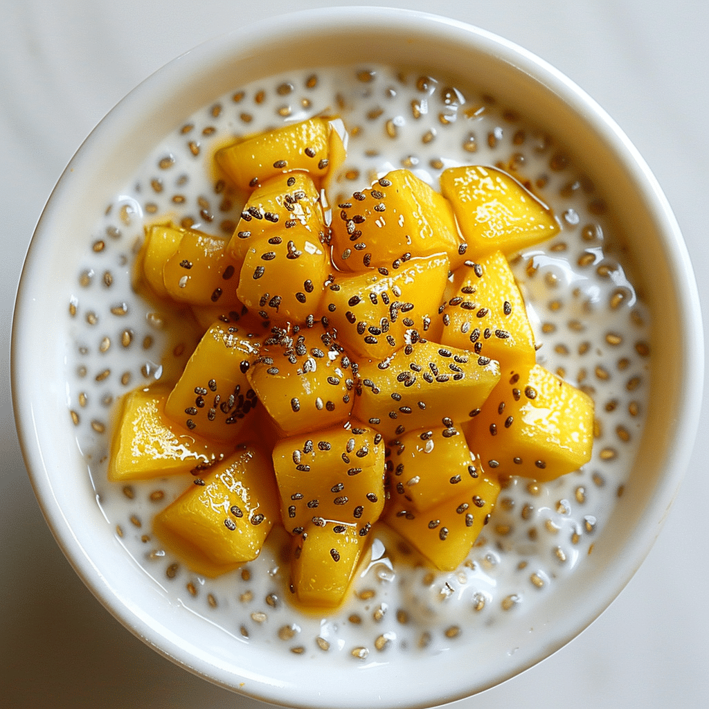 mango-coconut-chia-cups-ingredients mango coconut chia cup ingredients laid out
