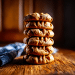 3-ingredient peanut butter cookies stacked.
