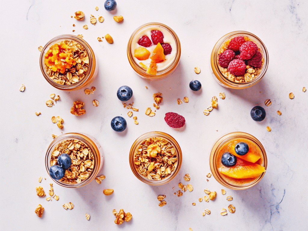 single-serve no-bake cheesecake jars layered dessert