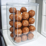 Finished high-protein no-bake energy bites for recipe card
