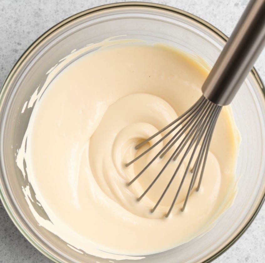 vegan-cheesecake-filling-mixing Mixing cheesecake filling for vegan recipe
