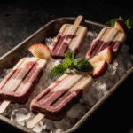 Vegan popsicles served on ice