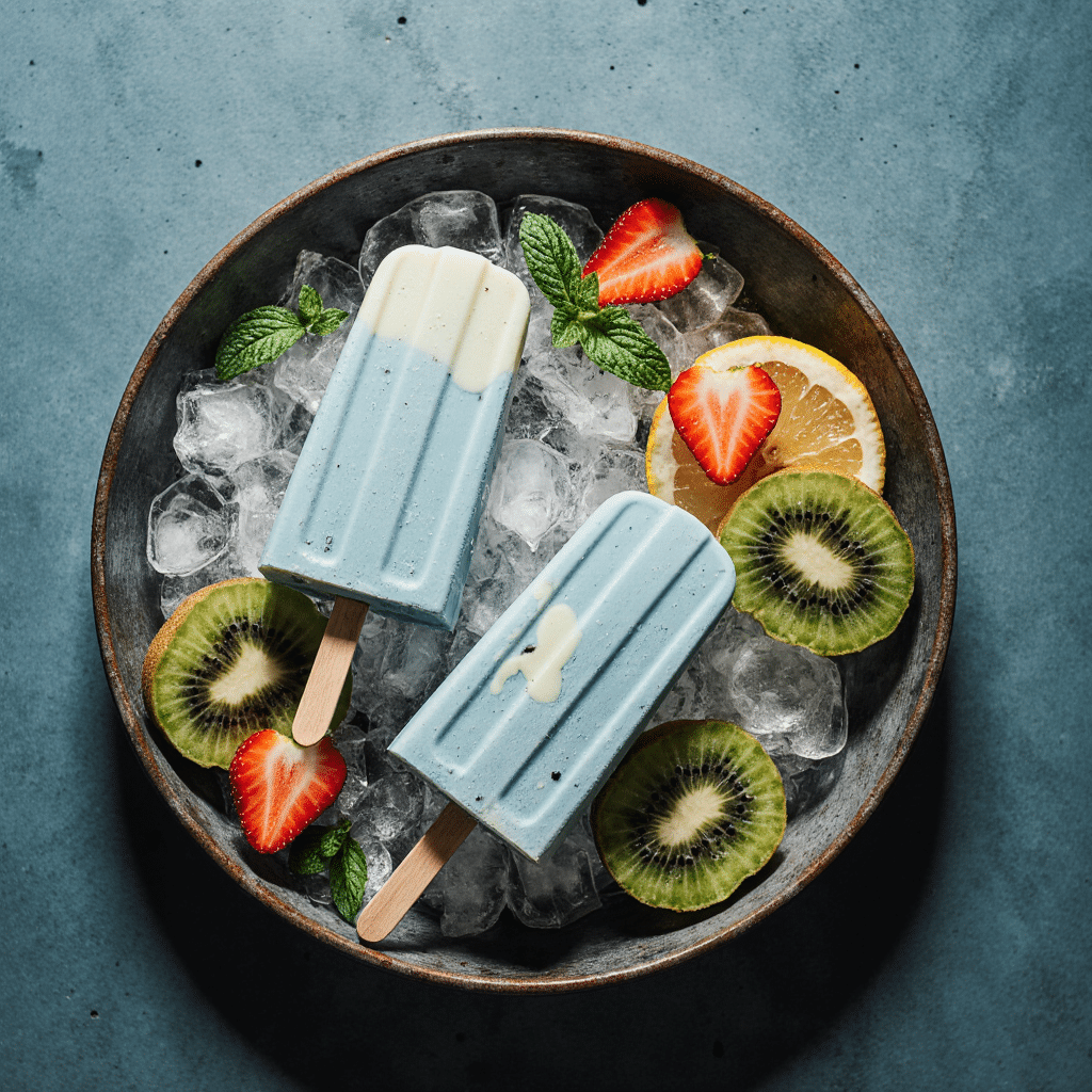 vegan-frozen-popsicles-serving3 Vegan popsicles served on ice.
