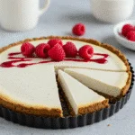 Full tofu-free vegan ricotta cheesecake in pan