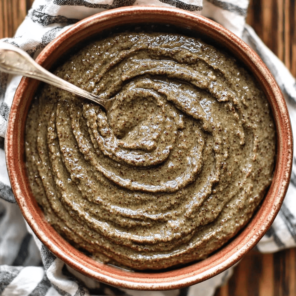 Vegan Tahini Brownie Batter Dip in bowl
