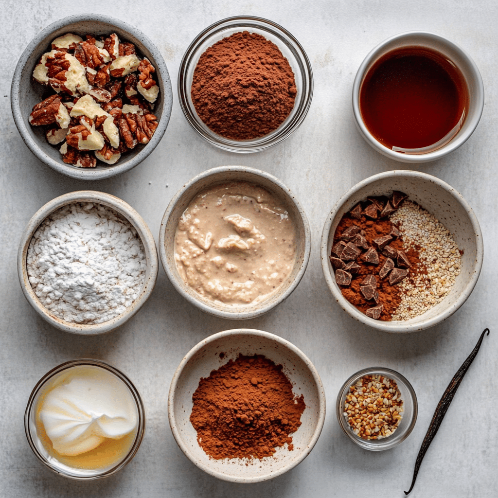 vegan-tahini-brownie-batter-dip-ingredients Ingredients for vegan tahini brownie batter dip