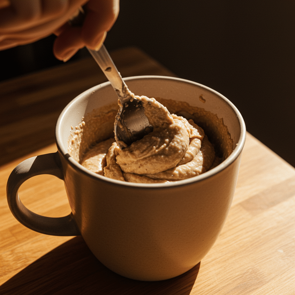 Vegan Protein Mug Cake (Easy Microwave Recipe) 9 mixing vegan protein mug cake