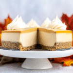 No-bake vegan pumpkin cheesecake with 3 layers