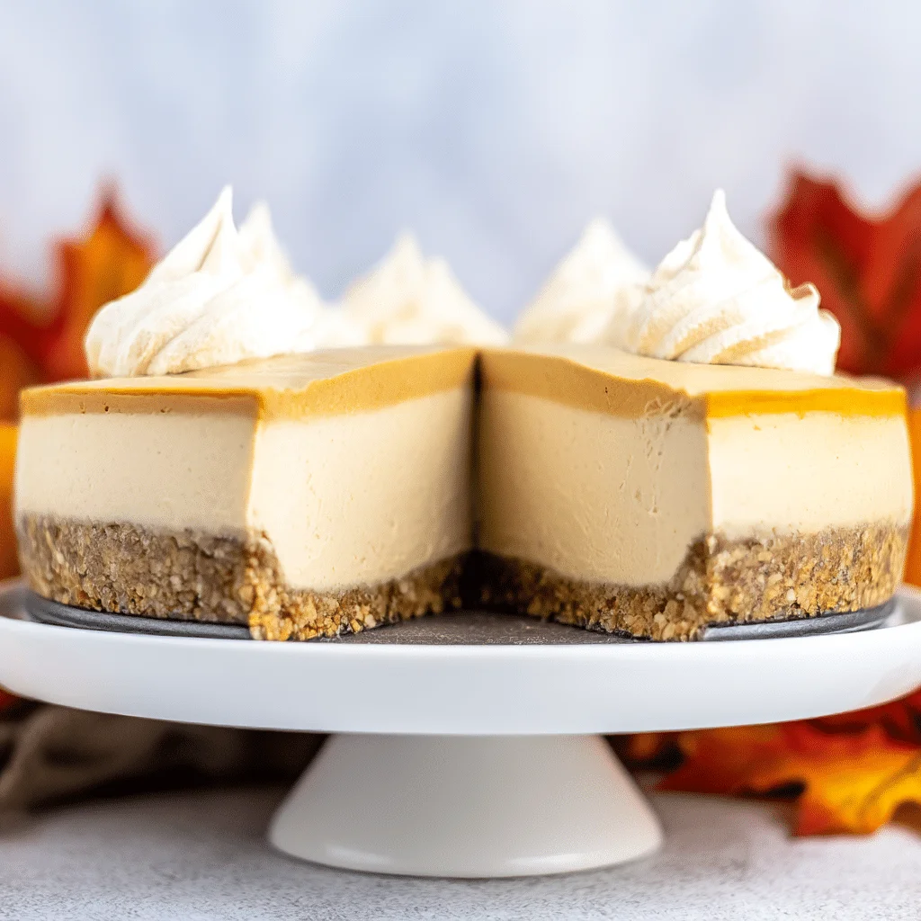 No-bake vegan pumpkin cheesecake with 3 layers